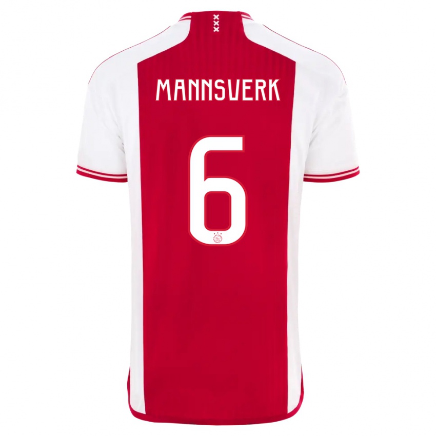 Enfant Maillot Sivert Mannsverk #6 Rouge Blanc Tenues Domicile 2023/24 T-Shirt Suisse