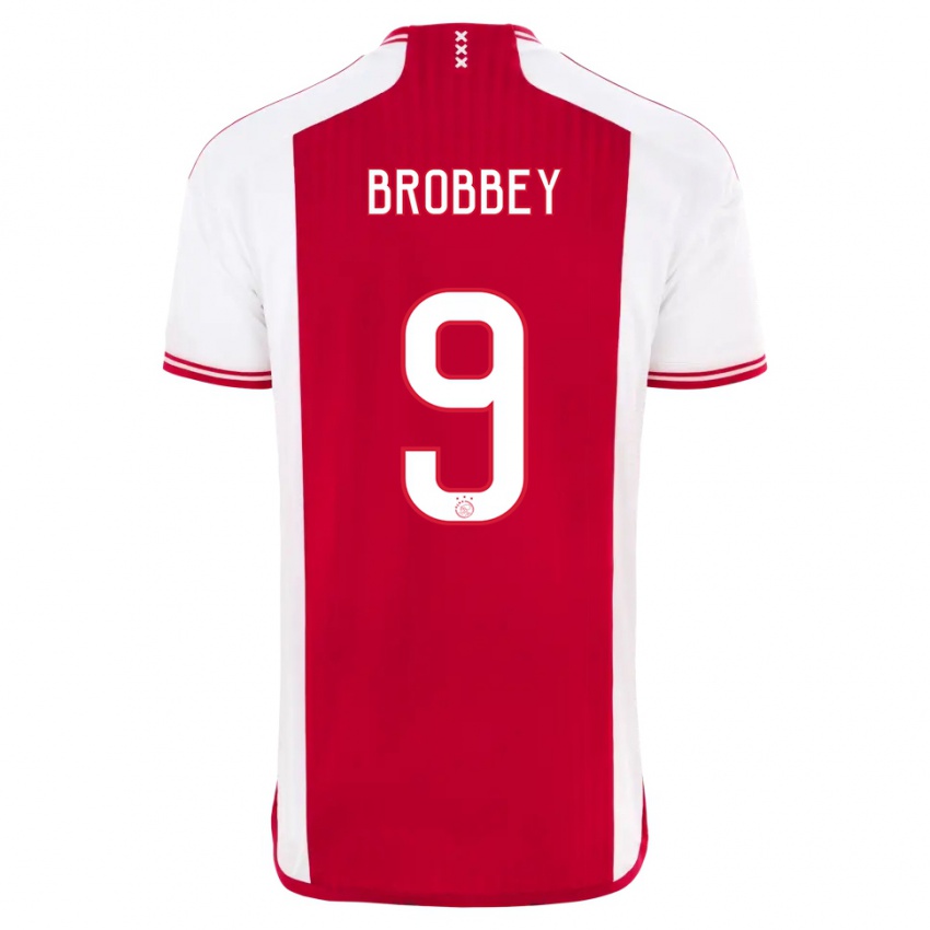 Enfant Maillot Brian Brobbey #9 Rouge Blanc Tenues Domicile 2023/24 T-Shirt Suisse