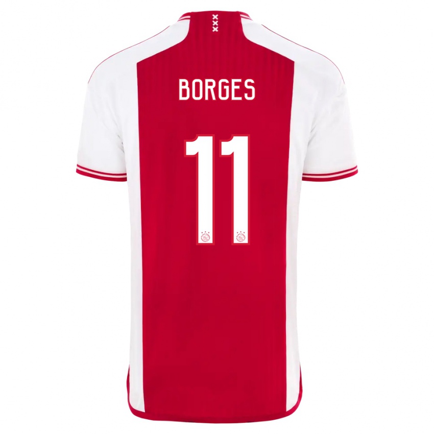 Enfant Maillot Carlos Borges #11 Rouge Blanc Tenues Domicile 2023/24 T-Shirt Suisse