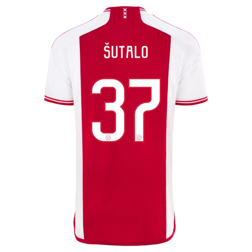 Enfant Maillot Josip Sutalo #37 Rouge Blanc Tenues Domicile 2023/24 T-Shirt Suisse
