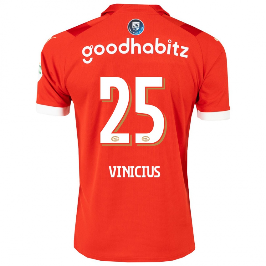 Enfant Maillot Carlos Vinicius #25 Rouge Tenues Domicile 2023/24 T-Shirt Suisse