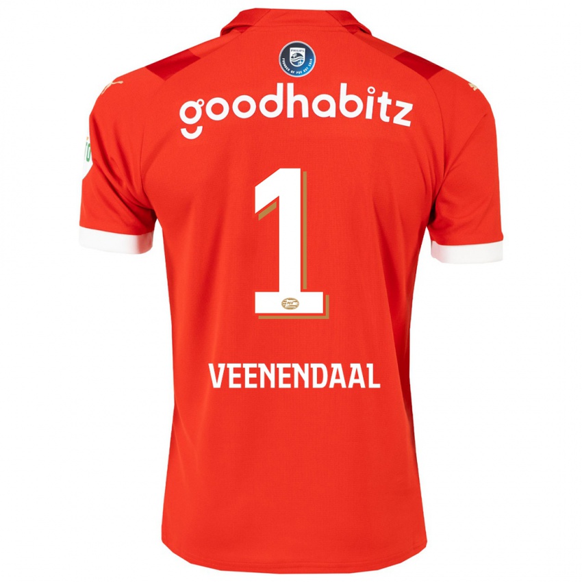 Enfant Maillot Sari Van Veenendaal #1 Rouge Tenues Domicile 2023/24 T-Shirt Suisse