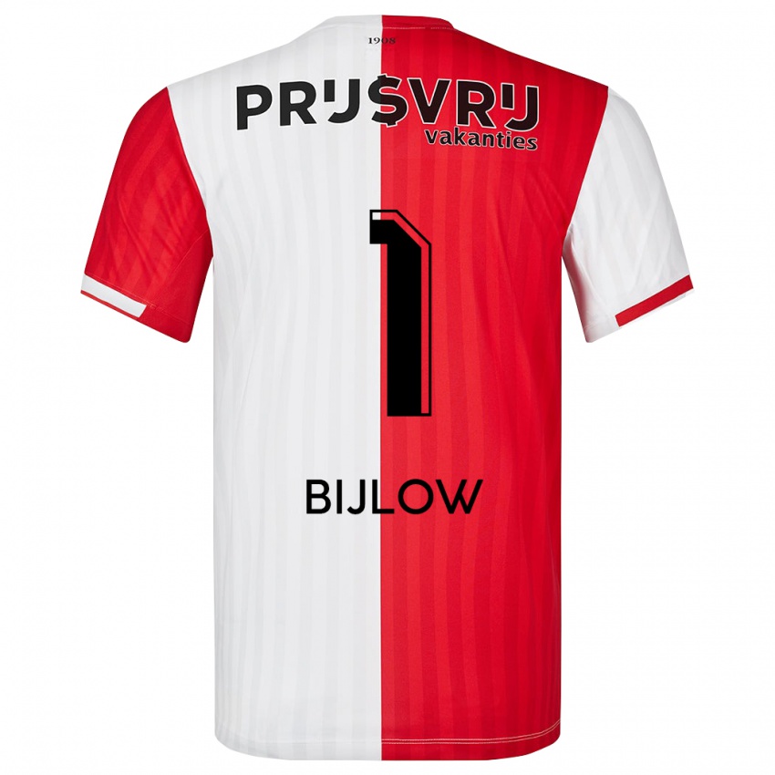 Enfant Maillot Justin Bijlow #1 Rouge Blanc Tenues Domicile 2023/24 T-Shirt Suisse
