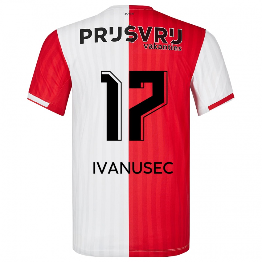 Kinder Luka Ivanusec #17 Rot-Weiss Heimtrikot Trikot 2023/24 T-Shirt Schweiz