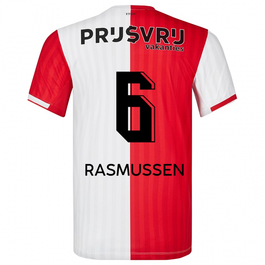 Kinder Jacob Rasmussen #6 Rot-Weiss Heimtrikot Trikot 2023/24 T-Shirt Schweiz