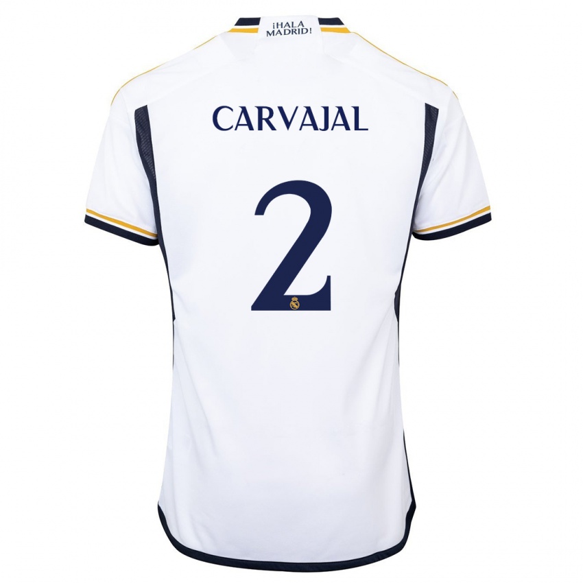 Enfant Maillot Daniel Carvajal #2 Blanc Tenues Domicile 2023/24 T-Shirt Suisse