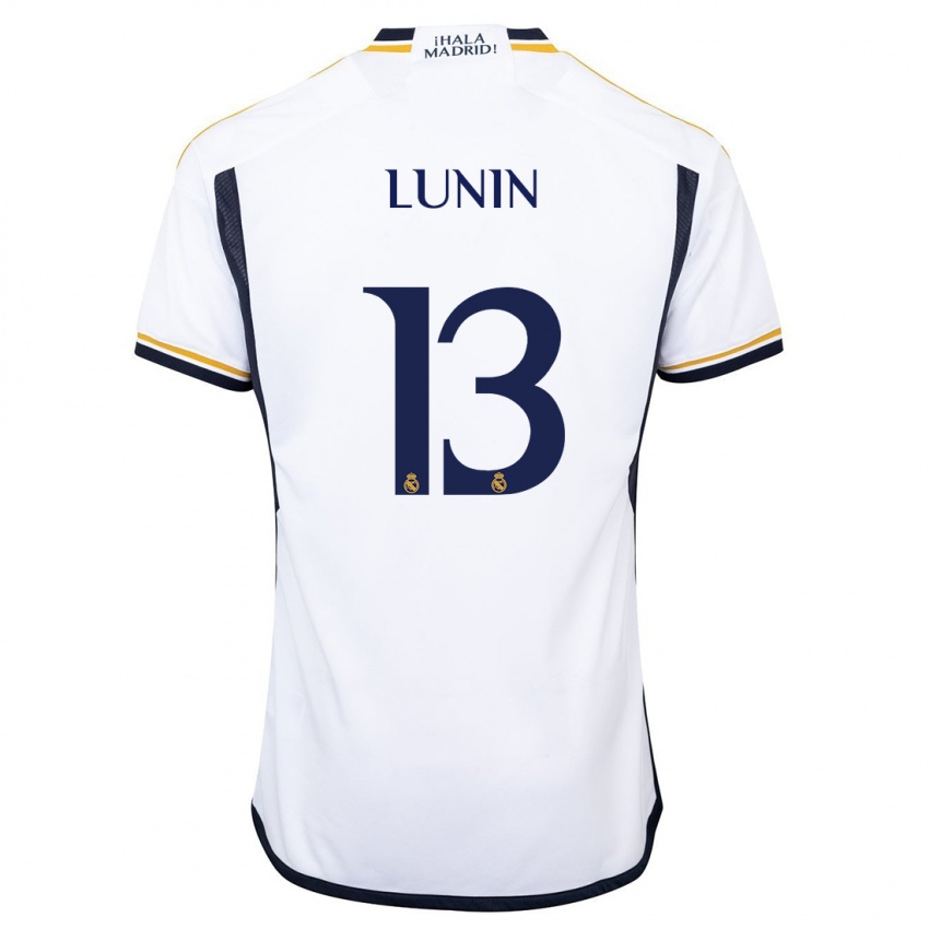Enfant Maillot Andriy Lunin #13 Blanc Tenues Domicile 2023/24 T-Shirt Suisse