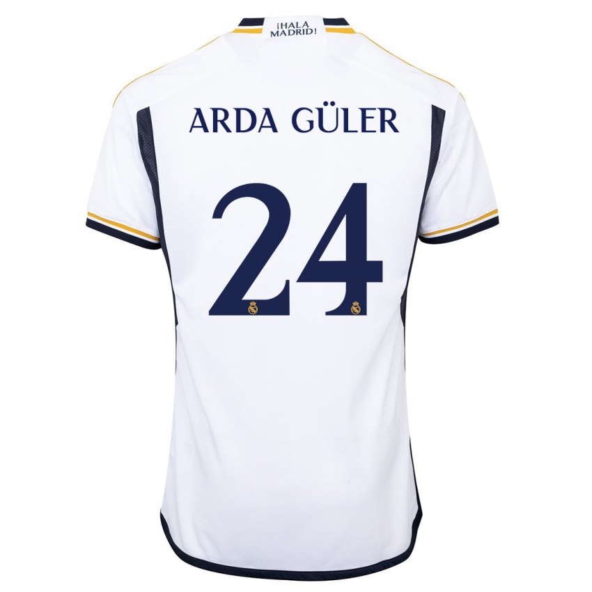 Kinder Arda Güler #24 Weiß Heimtrikot Trikot 2023/24 T-Shirt Schweiz