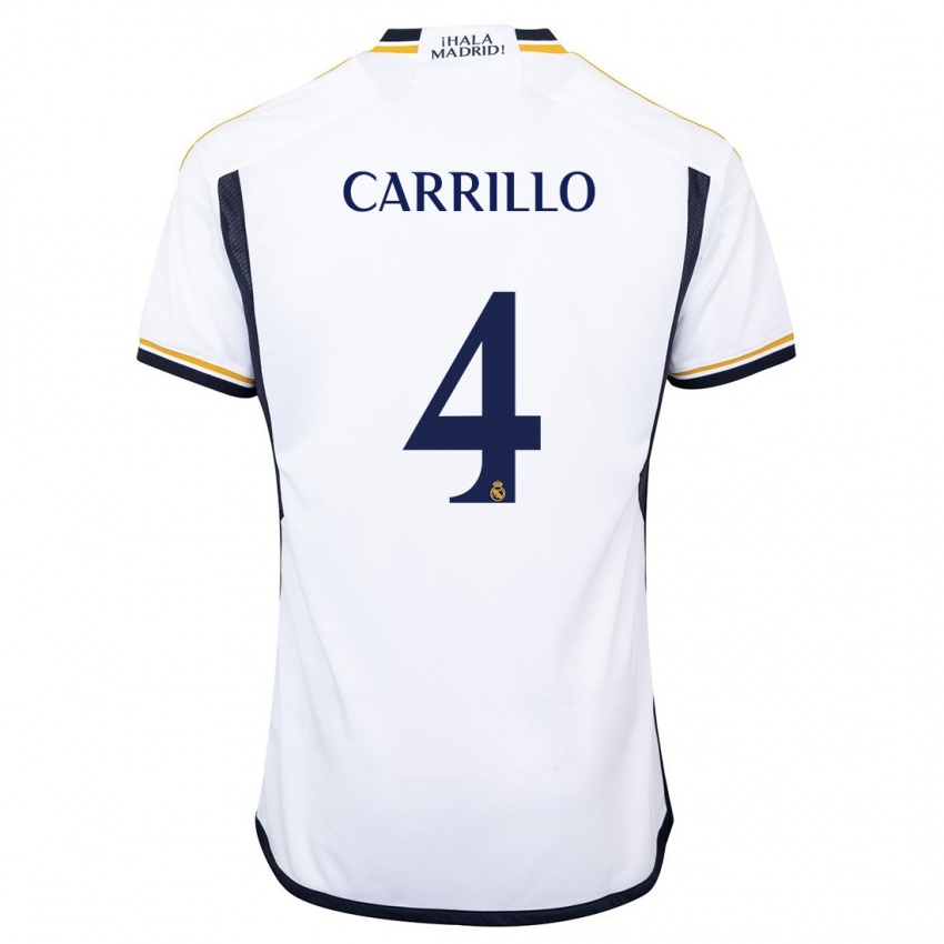 Enfant Maillot Alvaro Carrillo #4 Blanc Tenues Domicile 2023/24 T-Shirt Suisse