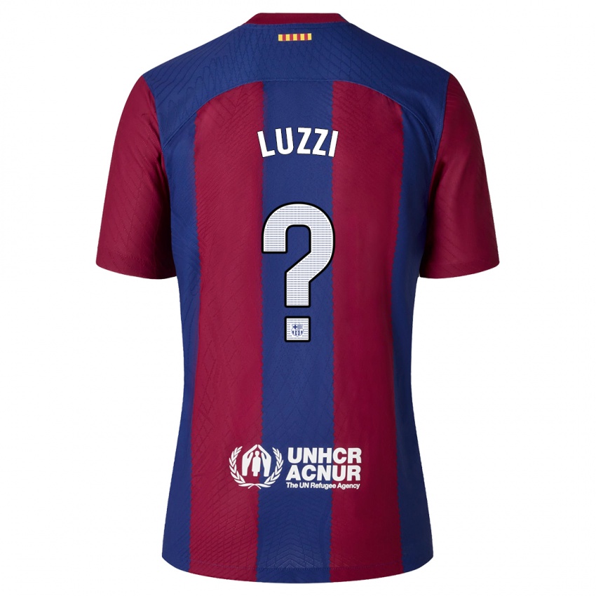 Enfant Maillot Fabian Luzzi #0 Rouge Bleu Tenues Domicile 2023/24 T-Shirt Suisse