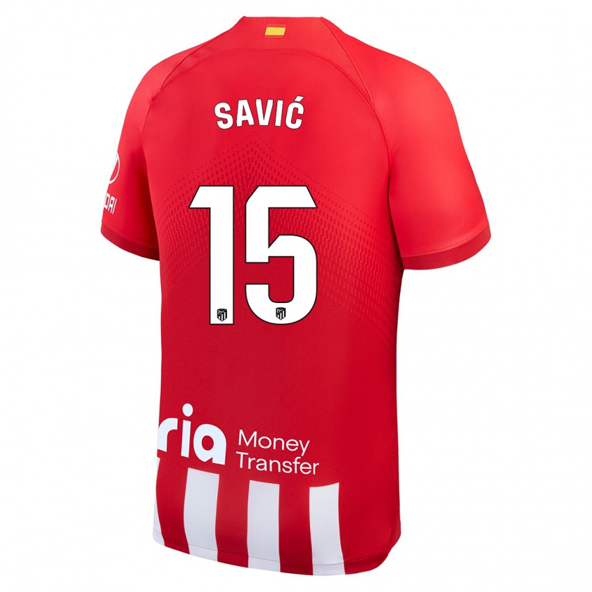 Kinder Stefan Savic #15 Rot-Weiss Heimtrikot Trikot 2023/24 T-Shirt Schweiz