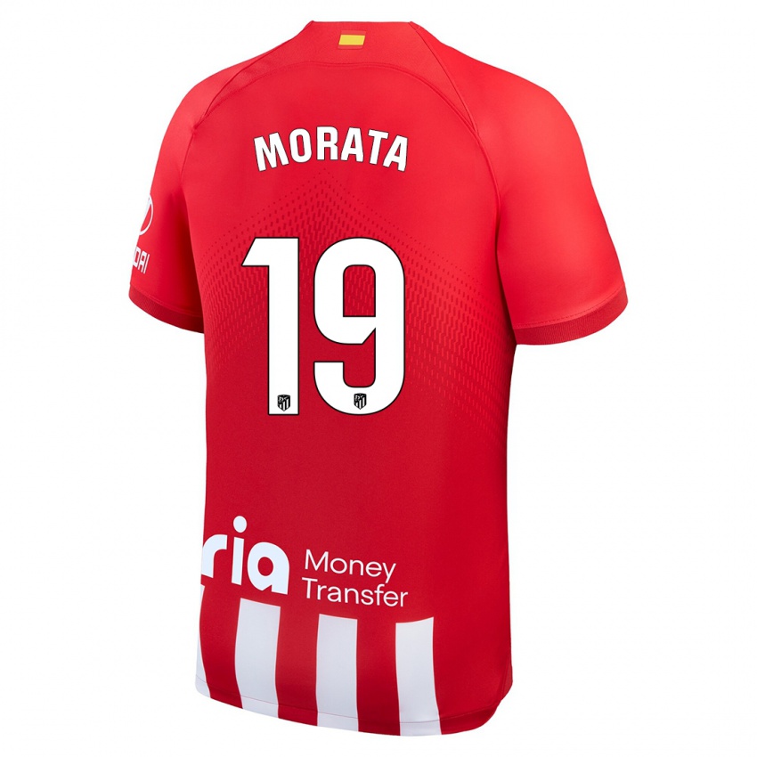 Enfant Maillot Alvaro Morata #19 Rouge Blanc Tenues Domicile 2023/24 T-Shirt Suisse