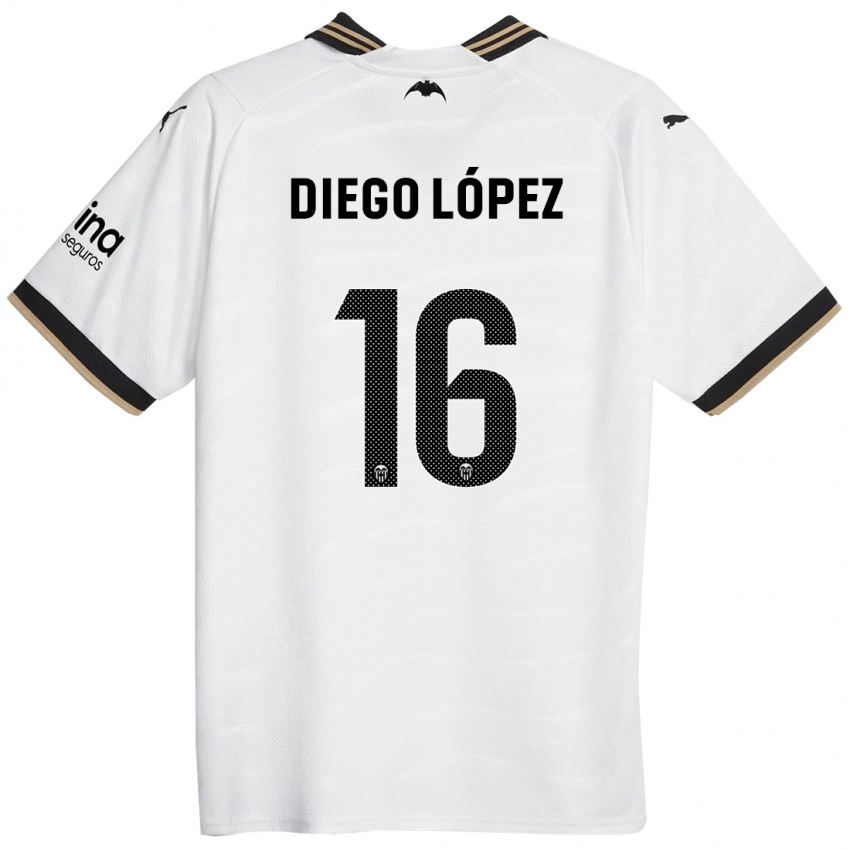 Enfant Maillot Diego Lopez #16 Blanc Tenues Domicile 2023/24 T-Shirt Suisse