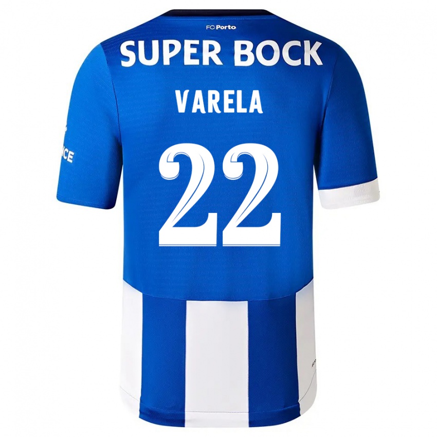 Enfant Maillot Alan Varela #22 Bleu Blanc Tenues Domicile 2023/24 T-Shirt Suisse
