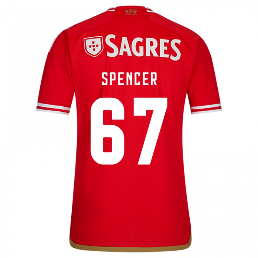 Enfant Maillot Diogo Spencer #67 Rouge Tenues Domicile 2023/24 T-Shirt Suisse