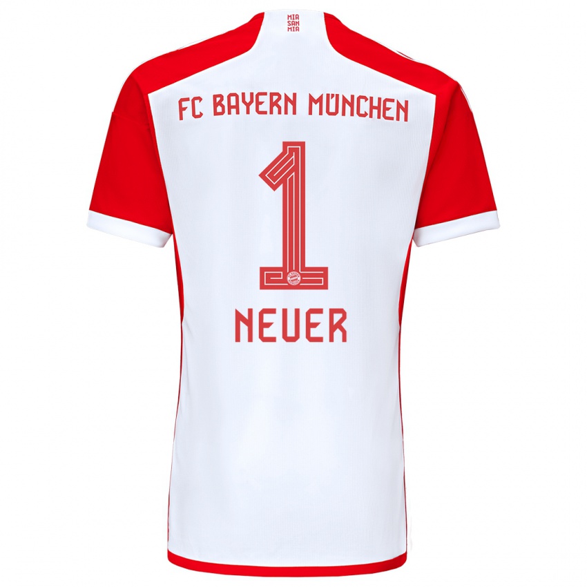 Enfant Maillot Manuel Neuer #1 Rouge Blanc Tenues Domicile 2023/24 T-Shirt Suisse