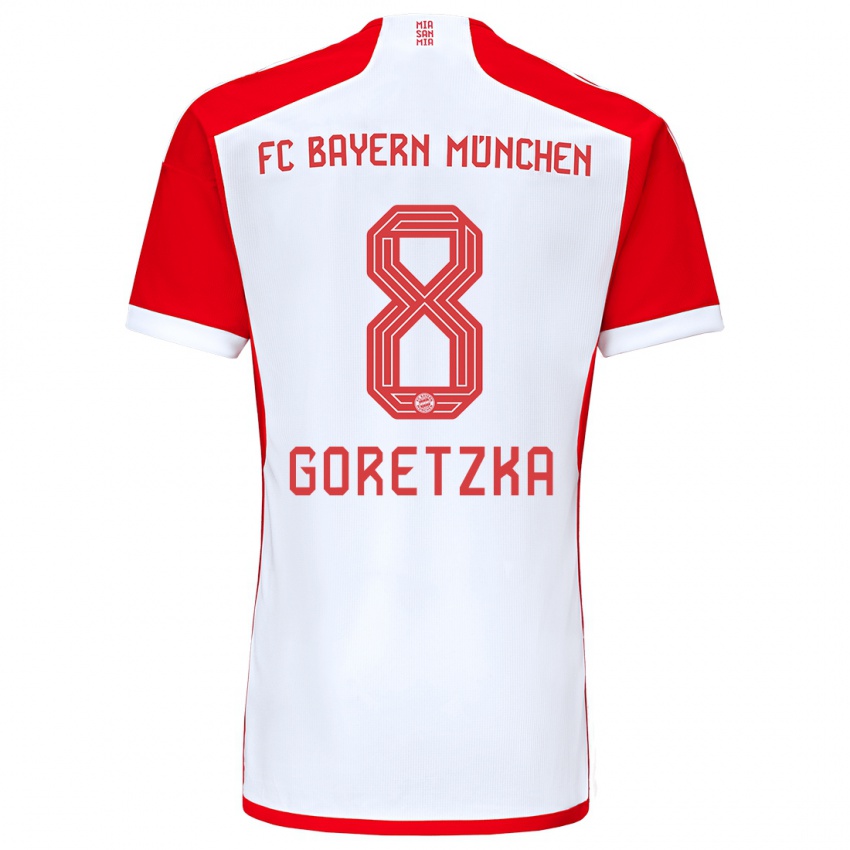 Kinder Leon Goretzka #8 Rot-Weiss Heimtrikot Trikot 2023/24 T-Shirt Schweiz