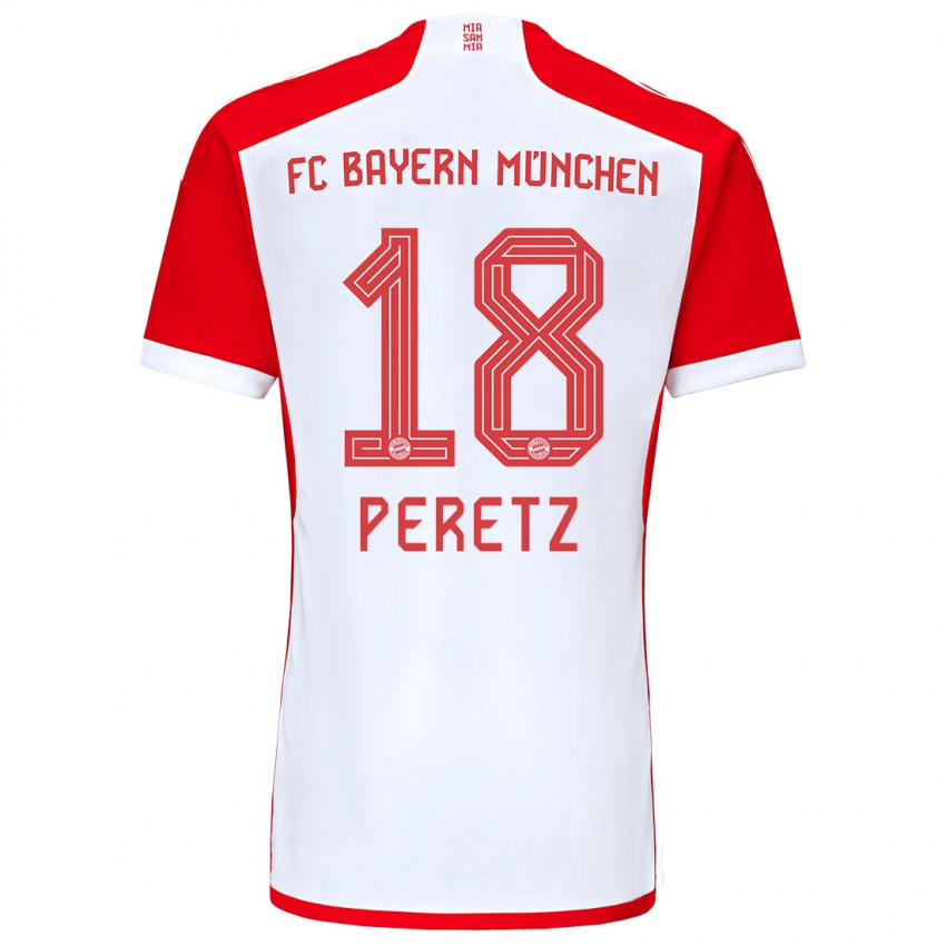 Kinder Daniel Peretz #18 Rot-Weiss Heimtrikot Trikot 2023/24 T-Shirt Schweiz