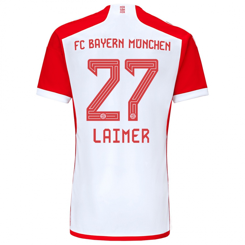 Kinder Konrad Laimer #27 Rot-Weiss Heimtrikot Trikot 2023/24 T-Shirt Schweiz