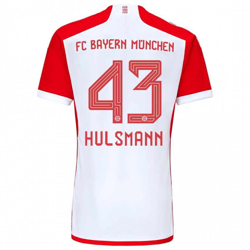 Enfant Maillot Tom Hulsmann #43 Rouge Blanc Tenues Domicile 2023/24 T-Shirt Suisse