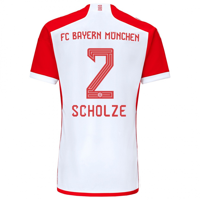 Enfant Maillot Max Scholze #2 Rouge Blanc Tenues Domicile 2023/24 T-Shirt Suisse