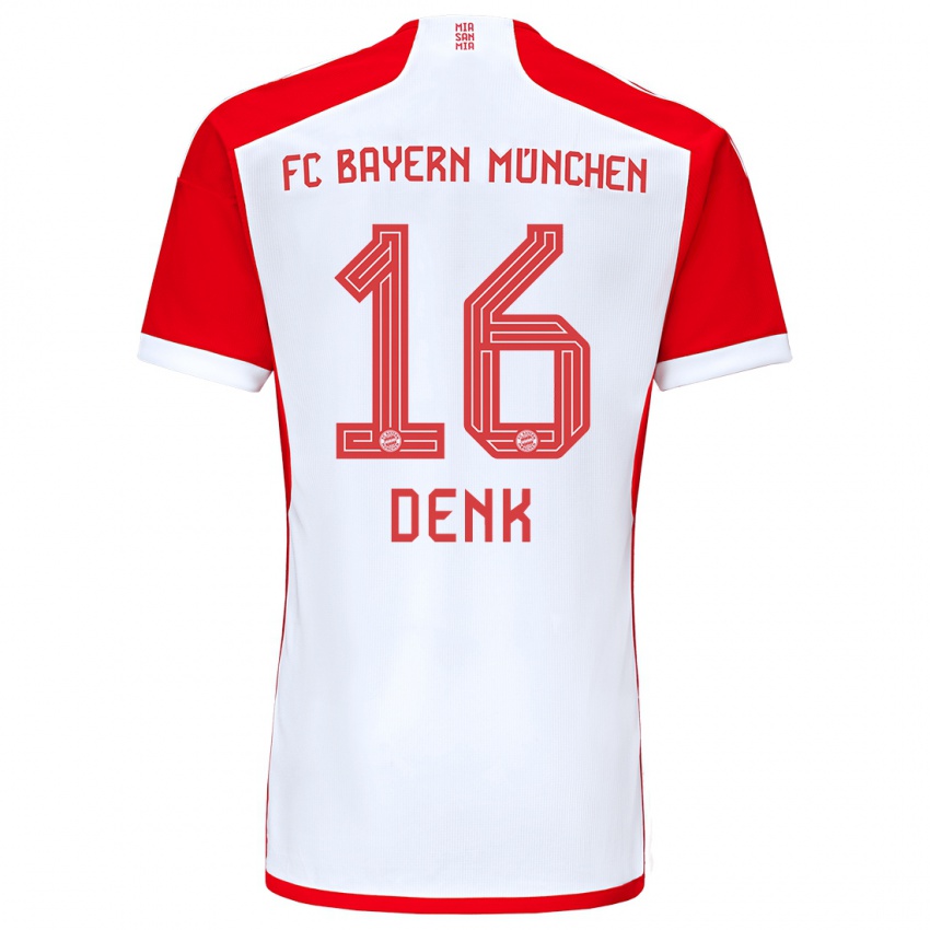 Enfant Maillot Luca Denk #16 Rouge Blanc Tenues Domicile 2023/24 T-Shirt Suisse