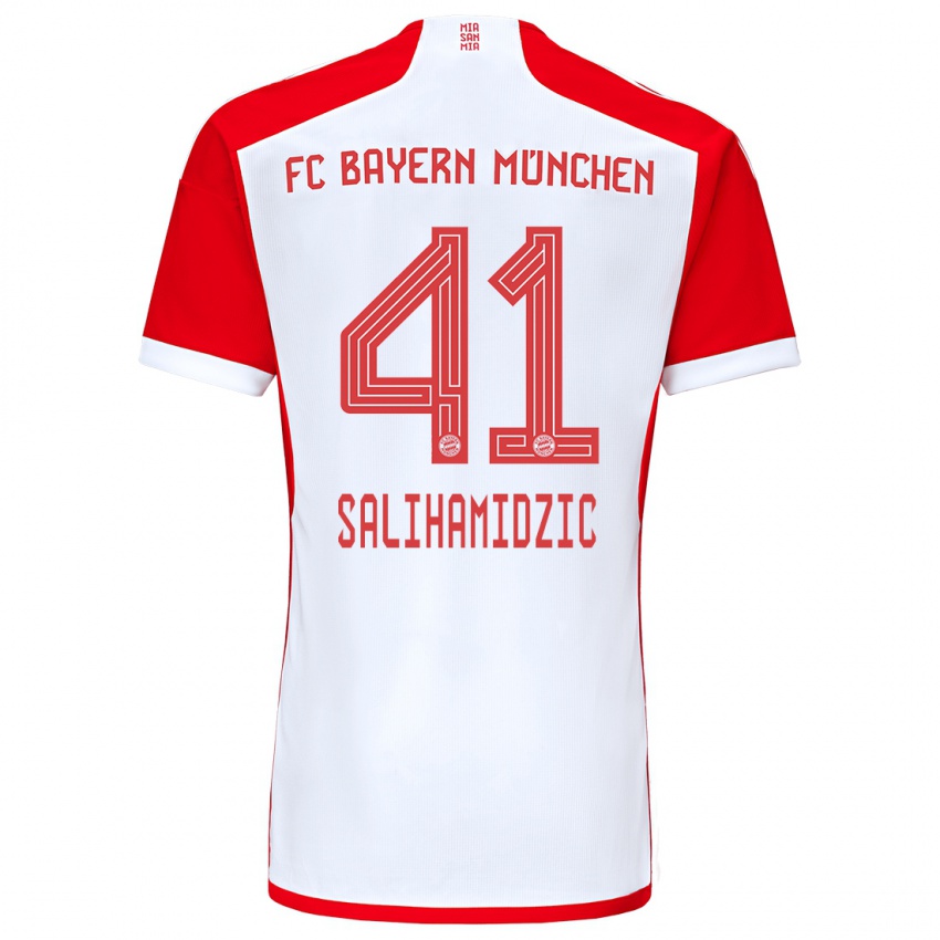 Enfant Maillot Nick Salihamidzic #41 Rouge Blanc Tenues Domicile 2023/24 T-Shirt Suisse