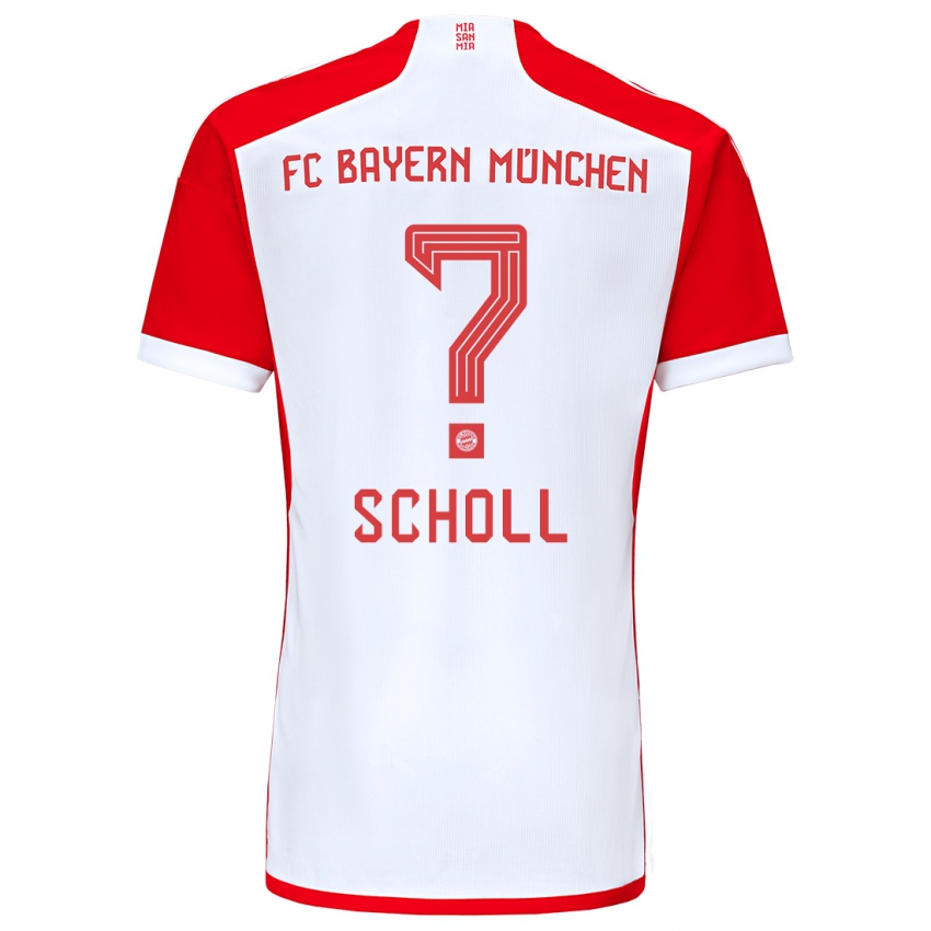 Enfant Maillot Paul Scholl #0 Rouge Blanc Tenues Domicile 2023/24 T-Shirt Suisse
