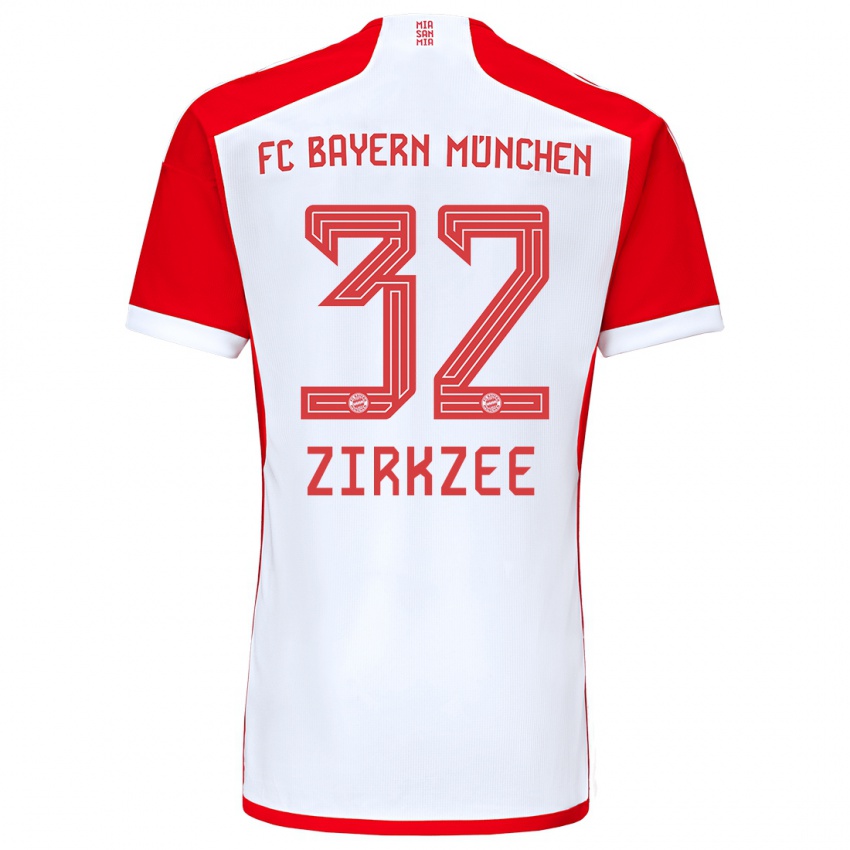 Enfant Maillot Joshua Zirkzee #32 Rouge Blanc Tenues Domicile 2023/24 T-Shirt Suisse