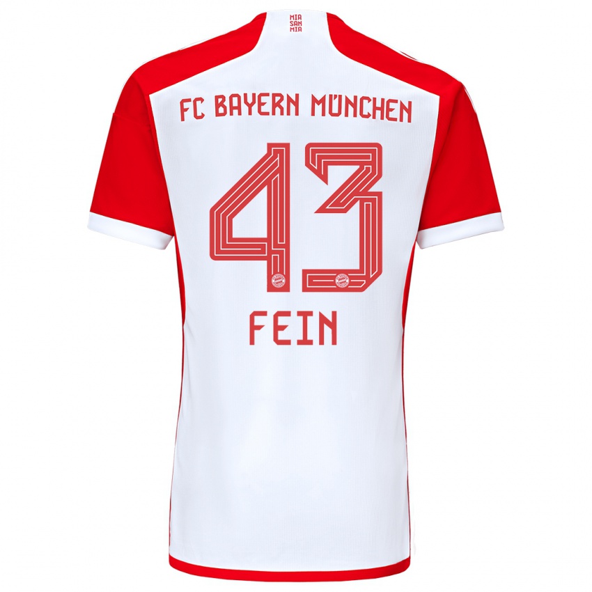 Enfant Maillot Adrian Fein #43 Rouge Blanc Tenues Domicile 2023/24 T-Shirt Suisse