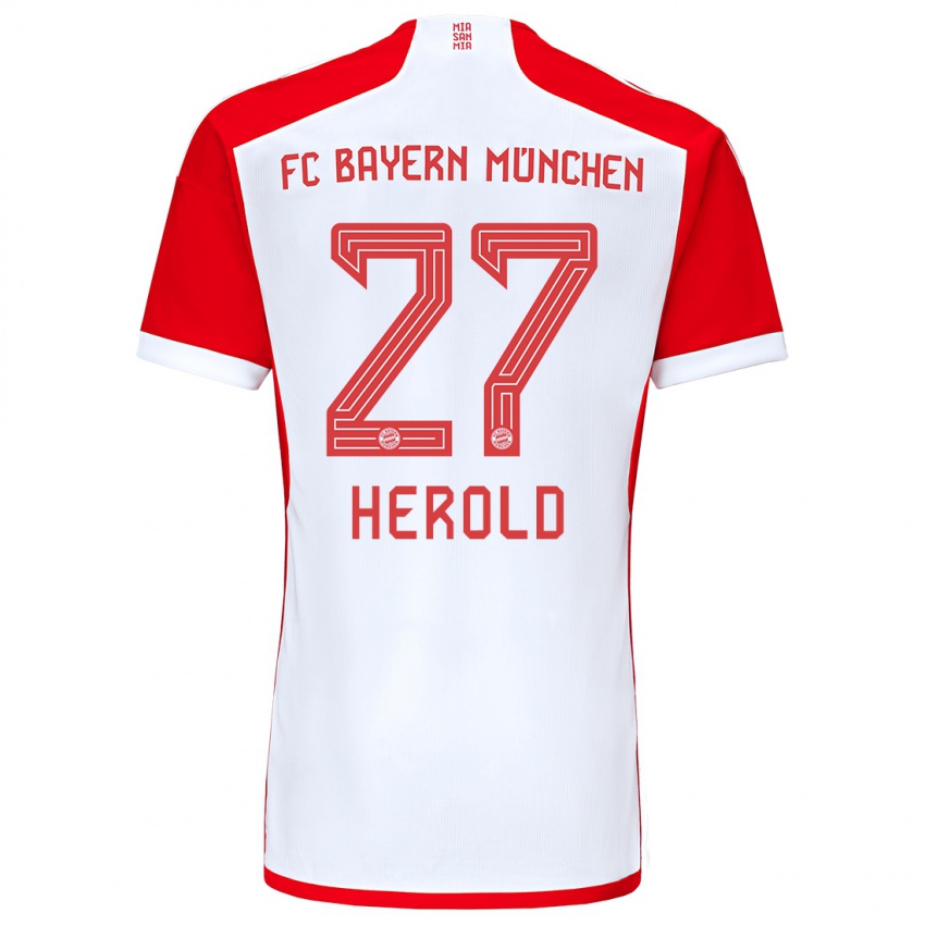 Enfant Maillot David Herold #27 Rouge Blanc Tenues Domicile 2023/24 T-Shirt Suisse