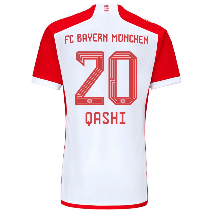 Enfant Maillot Yousef Qashi #20 Rouge Blanc Tenues Domicile 2023/24 T-Shirt Suisse