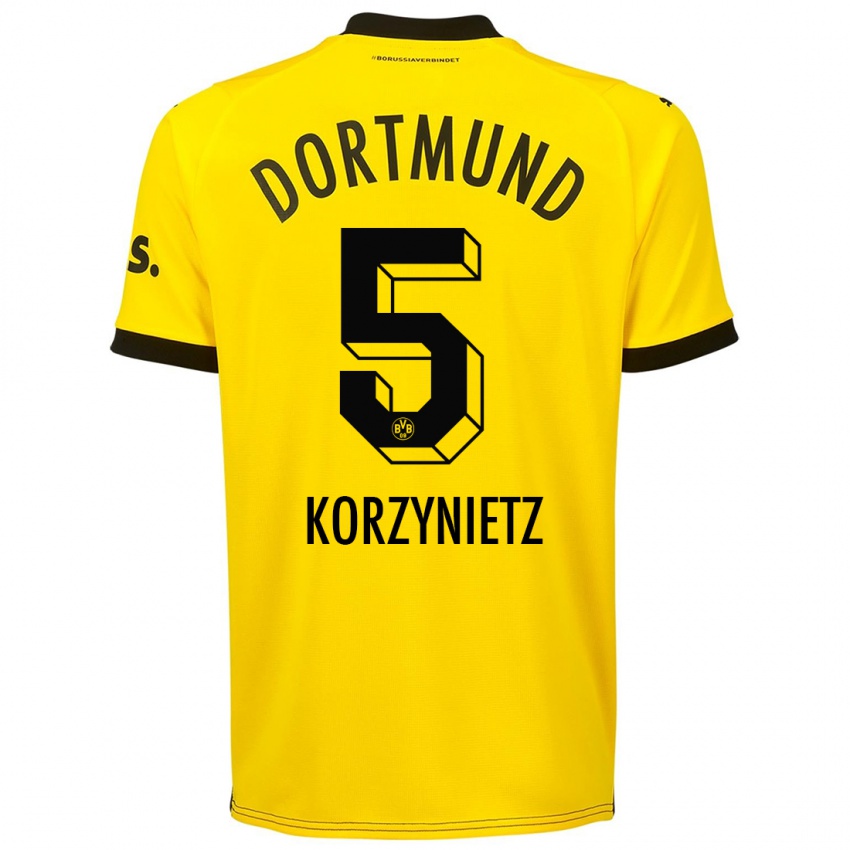 Kinder Jaden Korzynietz #5 Gelb Heimtrikot Trikot 2023/24 T-Shirt Schweiz