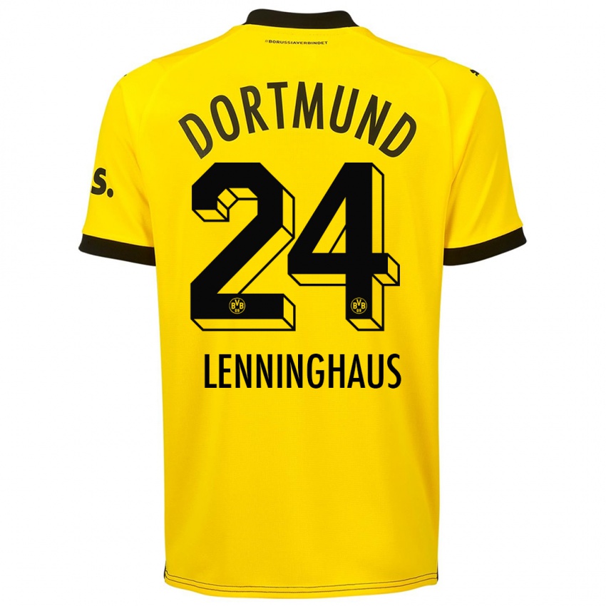Enfant Maillot Mika Lenninghaus #24 Jaune Tenues Domicile 2023/24 T-Shirt Suisse