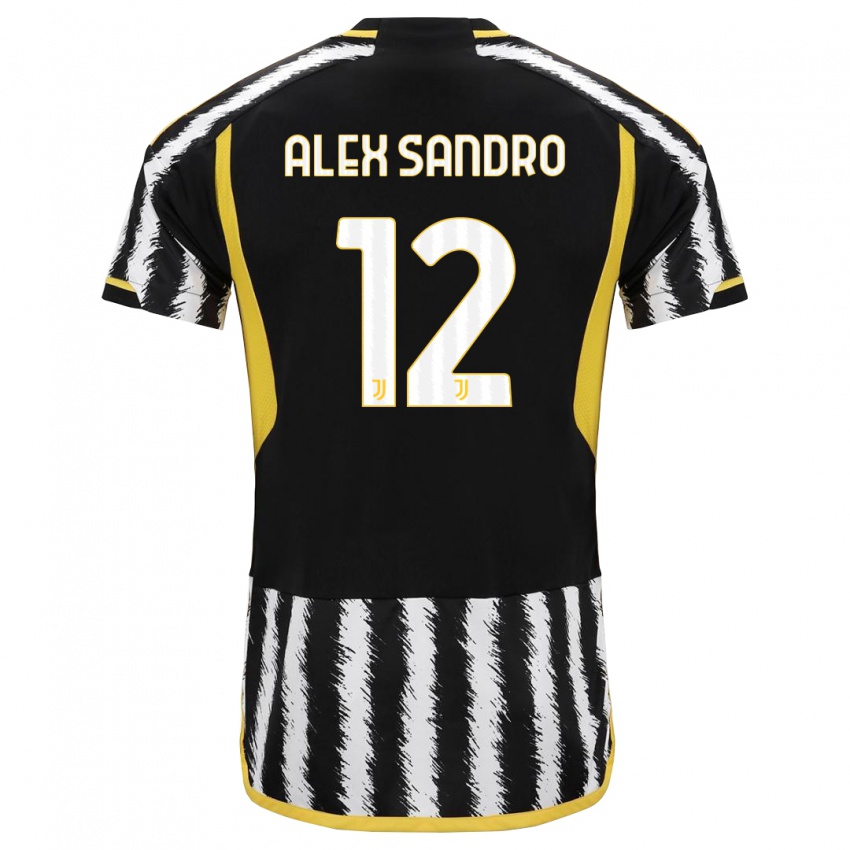 Enfant Maillot Alex Sandro #12 Noir Blanc Tenues Domicile 2023/24 T-Shirt Suisse