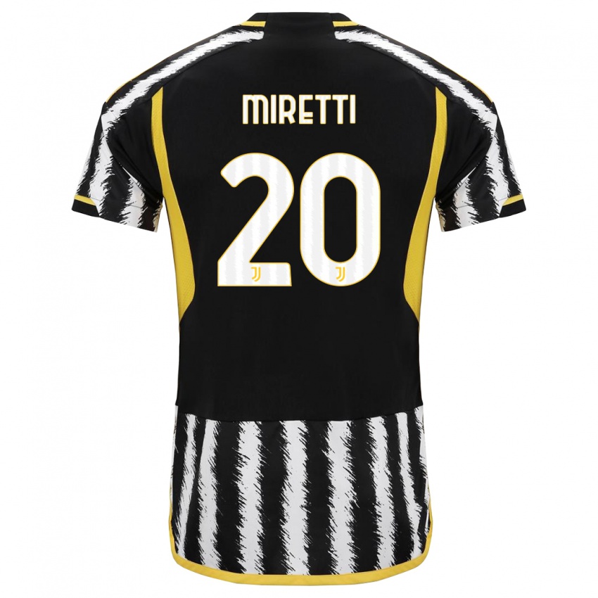Enfant Maillot Fabio Miretti #20 Noir Blanc Tenues Domicile 2023/24 T-Shirt Suisse