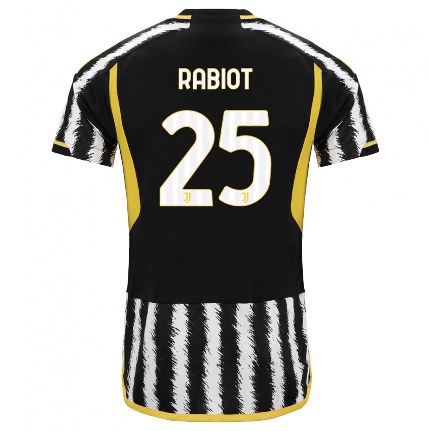 Enfant Maillot Adrien Rabiot #25 Noir Blanc Tenues Domicile 2023/24 T-Shirt Suisse