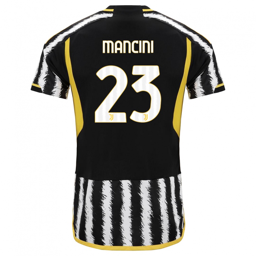 Enfant Maillot Tommaso Mancini #23 Noir Blanc Tenues Domicile 2023/24 T-Shirt Suisse