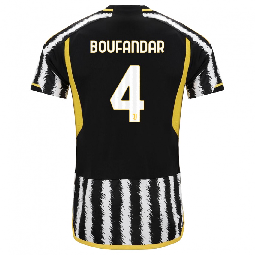 Enfant Maillot Adam Boufandar #4 Noir Blanc Tenues Domicile 2023/24 T-Shirt Suisse