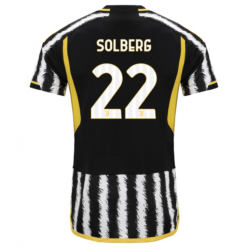 Kinder Elias Solberg #22 Schwarz-Weiss Heimtrikot Trikot 2023/24 T-Shirt Schweiz