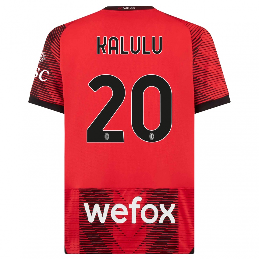 Enfant Maillot Pierre Kalulu #20 Rouge Noir Tenues Domicile 2023/24 T-Shirt Suisse