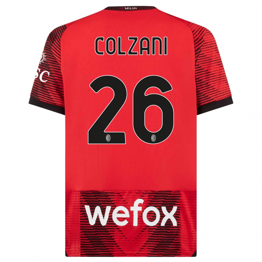 Enfant Maillot Edoardo Colzani #26 Rouge Noir Tenues Domicile 2023/24 T-Shirt Suisse