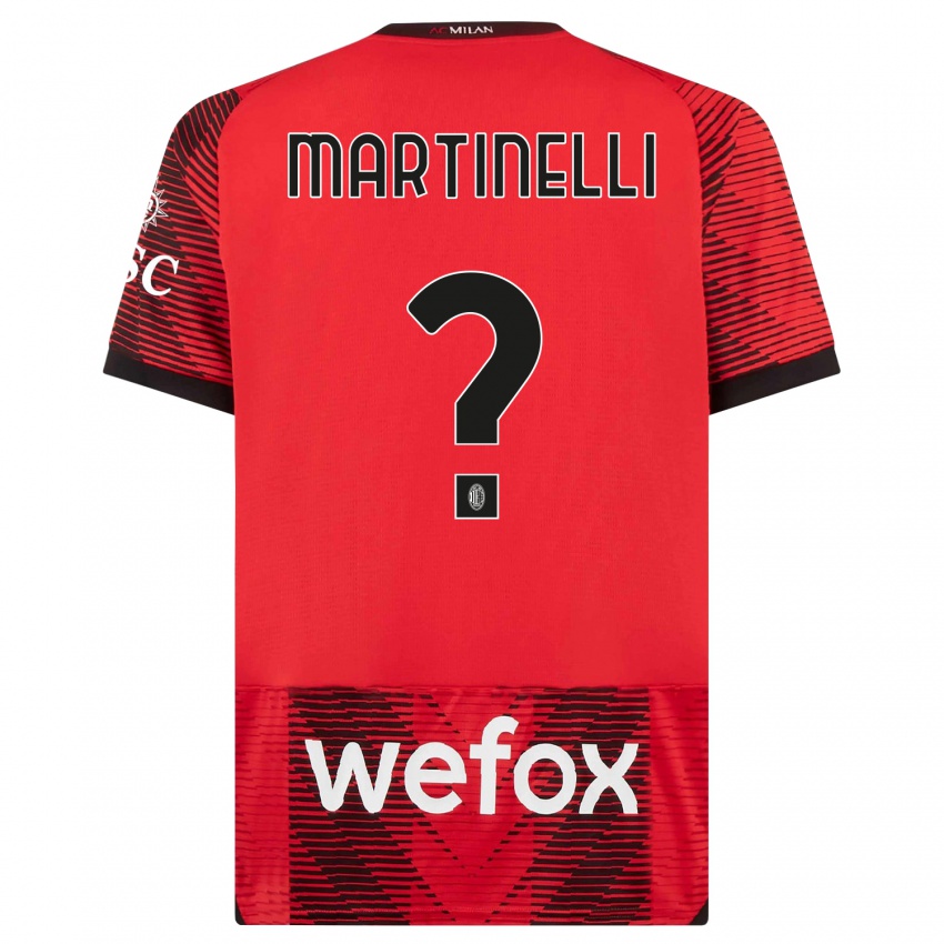 Enfant Maillot Riccardo Martinelli #0 Rouge Noir Tenues Domicile 2023/24 T-Shirt Suisse