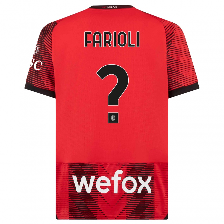 Enfant Maillot Simone Farioli #0 Rouge Noir Tenues Domicile 2023/24 T-Shirt Suisse