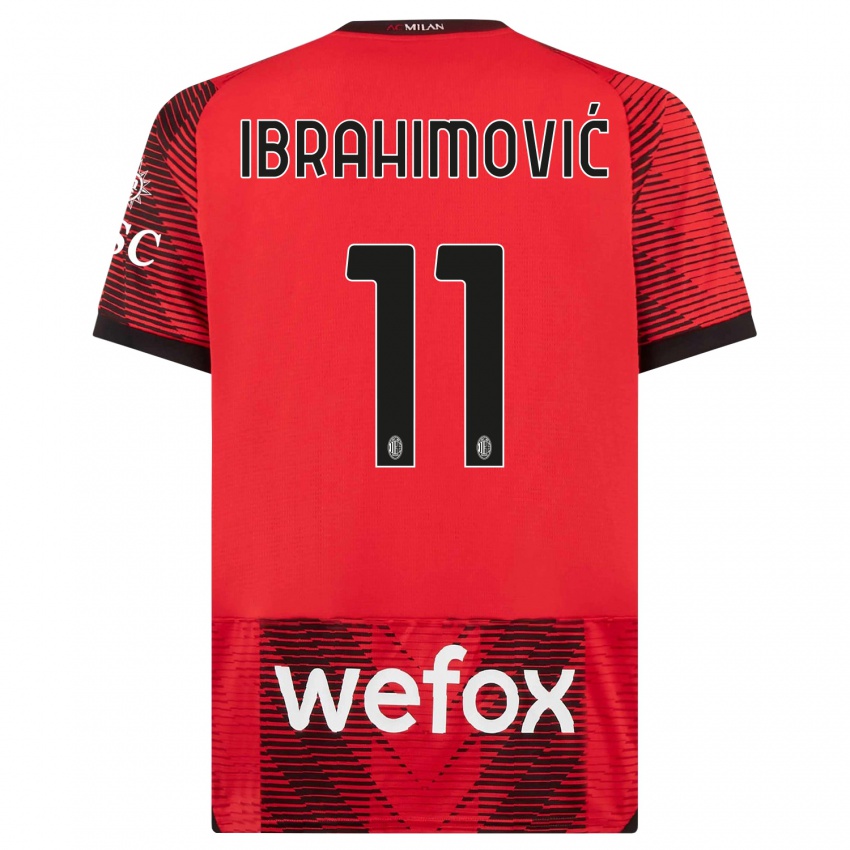 Kinder Zlatan Ibrahimovic #11 Rot Schwarz Heimtrikot Trikot 2023/24 T-Shirt Schweiz