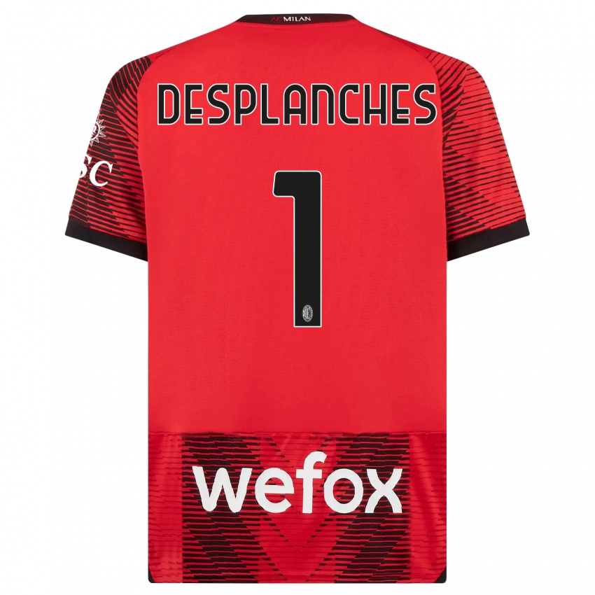 Enfant Maillot Sebastiano Desplanches #1 Rouge Noir Tenues Domicile 2023/24 T-Shirt Suisse