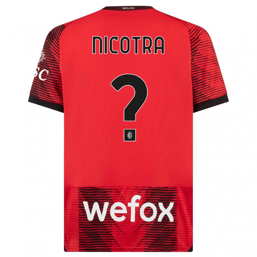 Enfant Maillot Riccardo Nicotra #0 Rouge Noir Tenues Domicile 2023/24 T-Shirt Suisse
