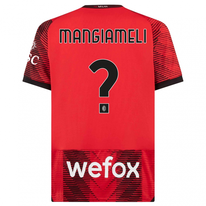 Enfant Maillot Federico Mangiameli #0 Rouge Noir Tenues Domicile 2023/24 T-Shirt Suisse