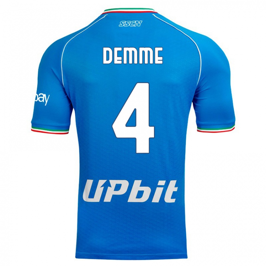 Enfant Maillot Diego Demme #4 Bleu Ciel Tenues Domicile 2023/24 T-Shirt Suisse