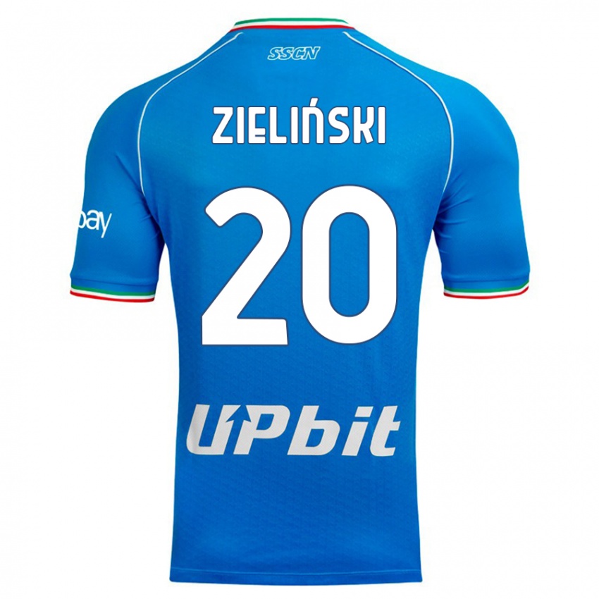 Enfant Maillot Piotr Zielinski #20 Bleu Ciel Tenues Domicile 2023/24 T-Shirt Suisse